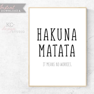 Hakuna Matata Printable Decor, Art Print, Home Decor, Printable Wall ...