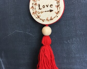 Rear view mirror charm with tassel
