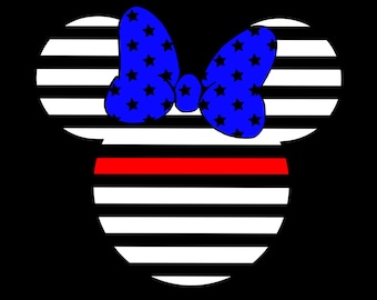 EE. UU. Thin Red Line Blue Bow Minnie