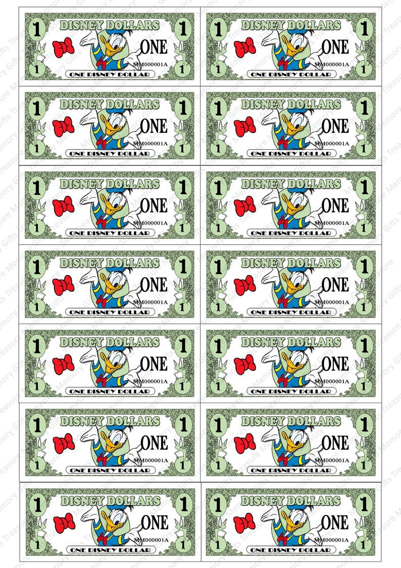 Donald Disney Dollars Instant Download Good Behaviour Reward Etsy