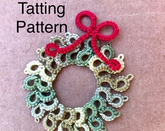 PDF Tatting Pattern- Holiday Wreath with Bow