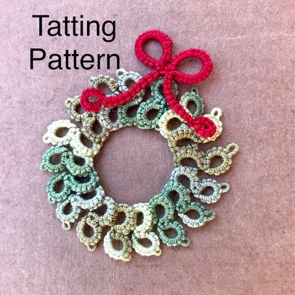 PDF Tatting Pattern- Holiday Wreath with Bow