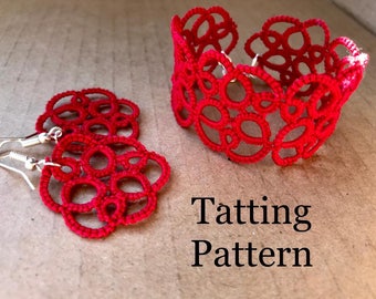 Patrón de frivolité en PDF - Pendientes y pulsera con motivo "Holst"