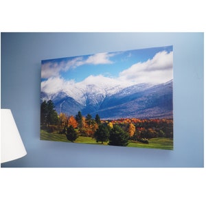 CANVAS PRINT - Snowy Mount Washington behind peak foliage, White Mountains, New Hampshire