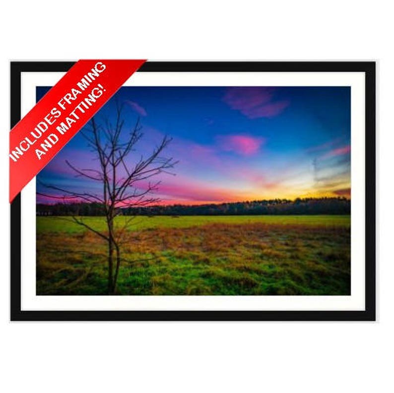 Sunrise Over the Farm, Merrimack New Hampshire framed Matted Art