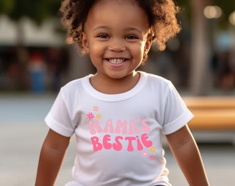 Mama's Bestie peutershirt voor meisjes, retro meisjesshirt