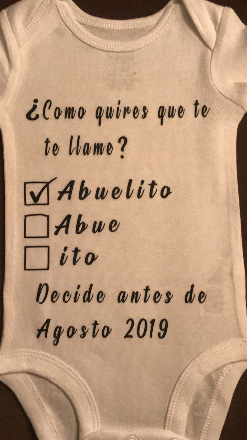 Baby announcement onesie for grandma or grandpa in spanish Etsy