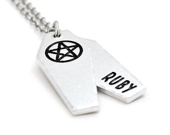 Pentagram Necklace - Personalised Coffin Necklace, Wiccan Necklace, Wicca Jewellery, Pagan, Occult