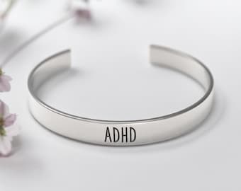 ADHD Awareness Bangle, Cuff Bracelet
