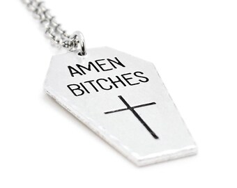 Amen Bitches, Crucifix Coffin Necklace, Crucifix Jewellery, Cross Necklace, Supernatural Jewellery, Spooky, Paranormal Gifts