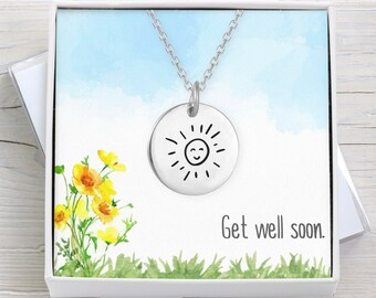 Ray of Sunshine, Get well soon Necklace, includes greeting card. Get Well Soon Gift, Well Wish