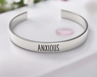 Anxious Bracelet, Cuff Bangle, Anxiety Awareness
