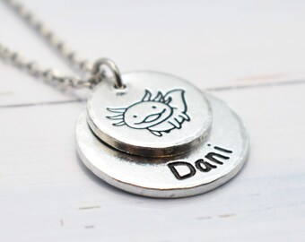 Axolotl Necklace, Personalised, Salamander, Pet Memorial Jewellery