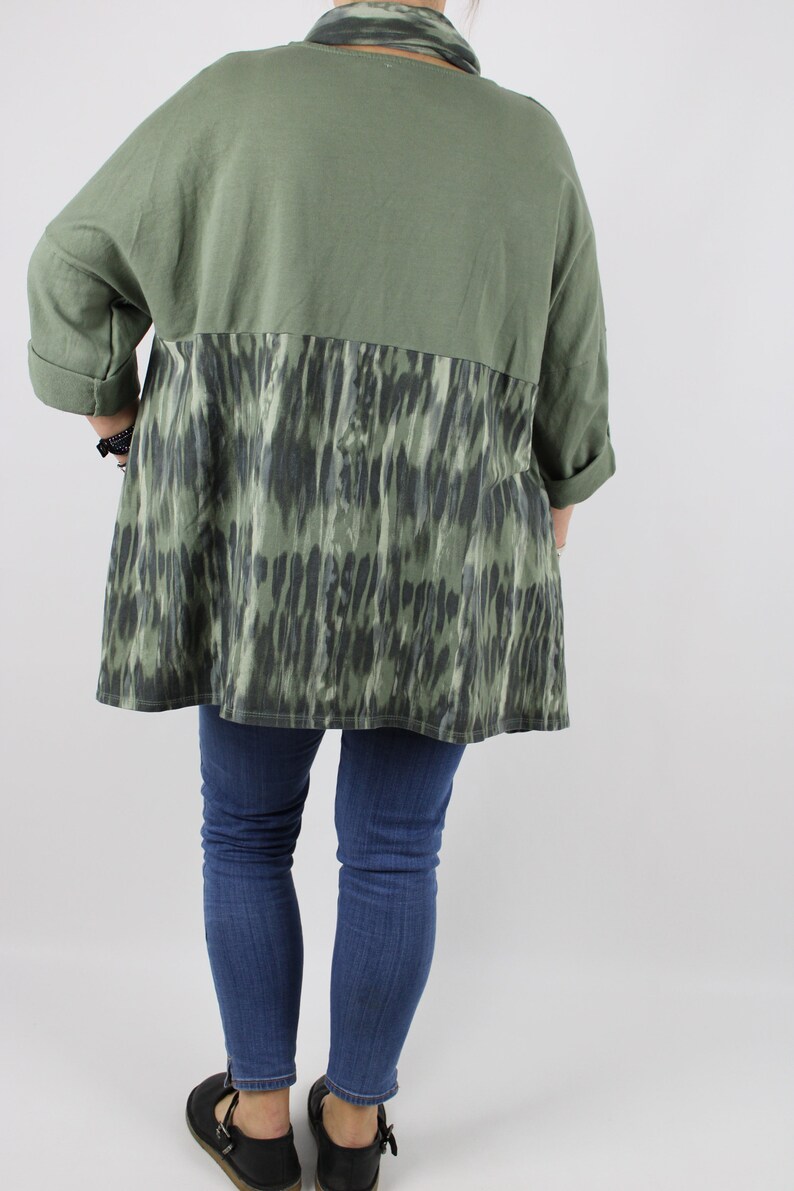 Lagenlook Made in Italy Cotton Two Piece Top Tunic Size 14 16 18 20 22 24 in Khaki