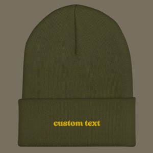 Custom Text Embroidered Cuffed Beanie