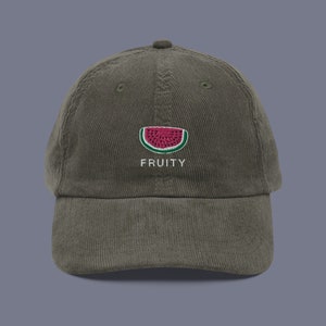 Fruity Watermelon Embroidered Corduroy Hat | LGBTQIA+ Pride Baseball Cap | Queer Fashion