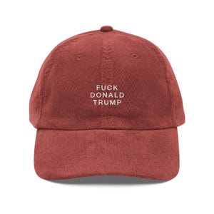 Ficker Donald Trump Bestickter Cord Hut | Politische Statement Mütze | Aktivismus Mütze Burgundy