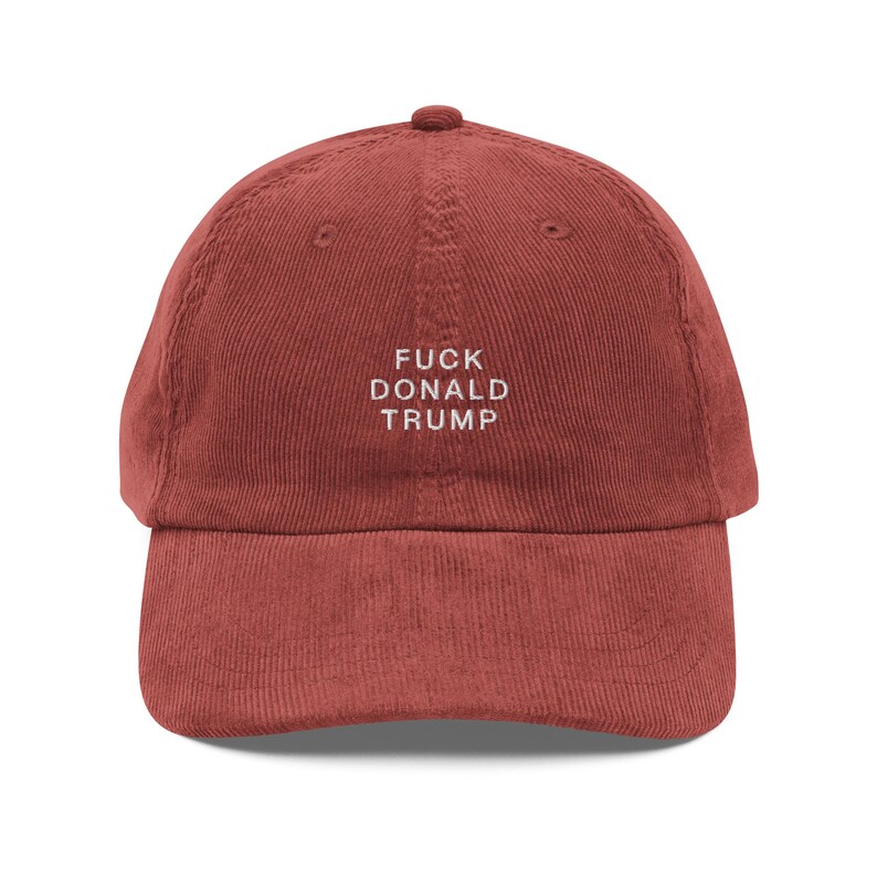 Ficker Donald Trump Bestickter Cord Hut | Politische Statement Mütze | Aktivismus Mütze Burgundy