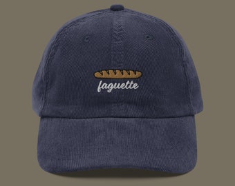 Chapeau en velours côtelé brodé Faguette | Casquette de baseball LGBTQIA+ Fierté | Mode queer