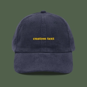 Custom Text Embroidered Corduroy Hat