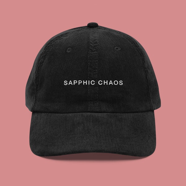 Chapeau en velours côtelé Sapphic Chaos | Casquette de baseball LGBTQIA+ Fierté | Mode queer