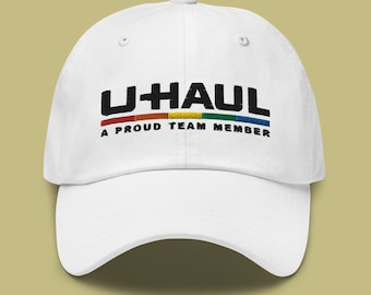 UHAUL - A Proud Team Member Dad Hat | LGBTQIA+ Pride Baseball Cap | Queer Fashion | UHAUL Lesbian