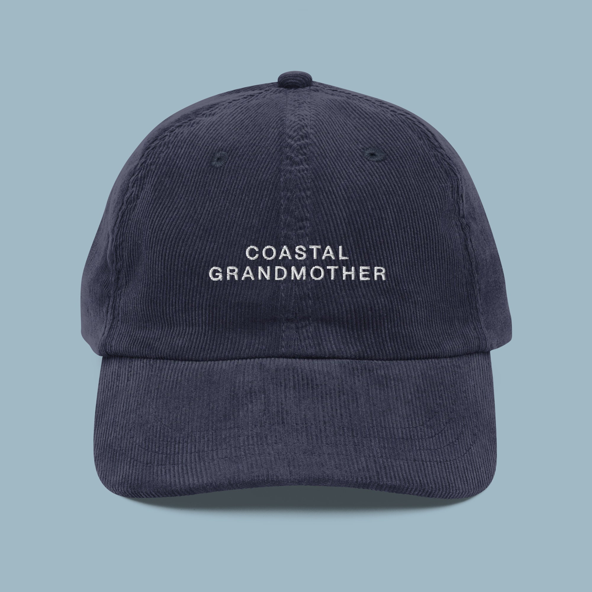 Coastal Grandmother Embroidered Corduroy Hat