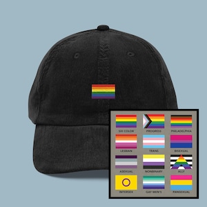 Wear Your Pride Flag Embroidered Corduroy Hat | LGBTQIA+ | Subtle Pride | Custom