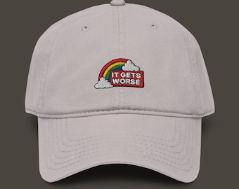 It Gets Worse & Rainbow Embroidered Garment Washed Baseball Cap