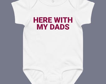 Here With My Dads Onesie: LGBTQIA+ Baby Jersey Bodysuit