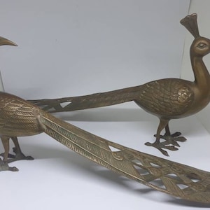 Vintage Brass Pair Peacocks