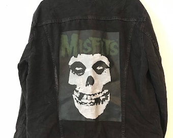 1980’s retro MISFITS print denim jacket Black