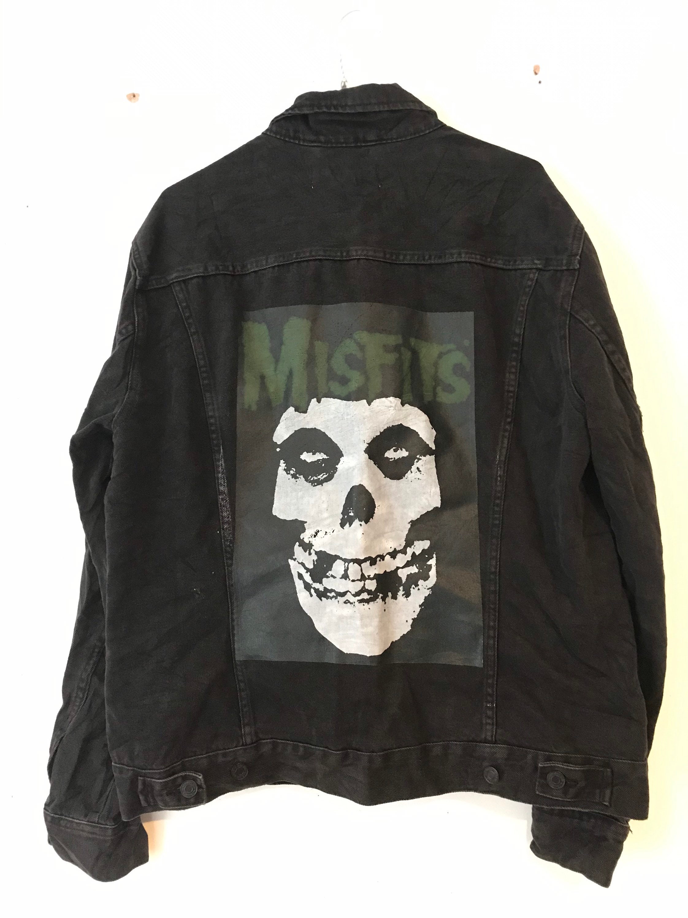1980's Retro MISFITS Print Denim Jacket Black - Etsy 1980's Retro MISFITS Print Denim Jacket Black - Etsy