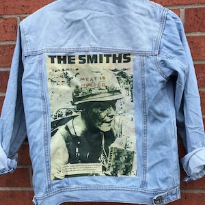 Chaqueta vaquera retro vintage con estampado &quot;The smiths&quot; de los años 80.