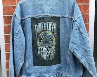 1980’s retro vintage “Pink floyd-the dark side of the moon” print denim jacket.