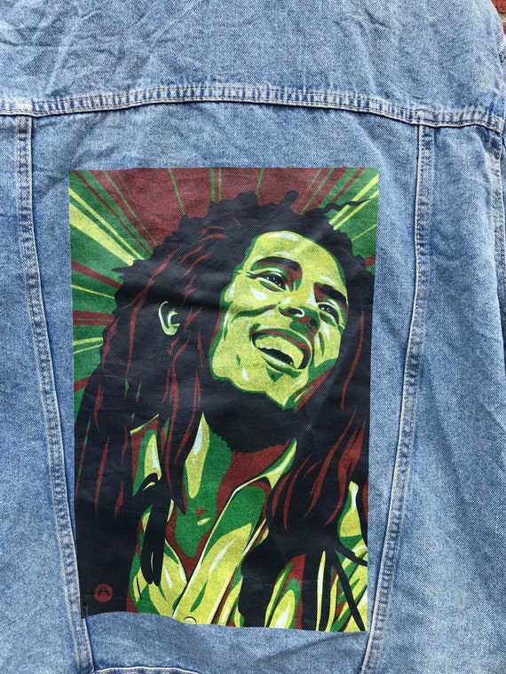 Hand Painted Denim Jacket Bob Marley - Etsy