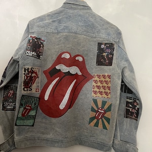 1980’s-2000’s retro vintage jacket with custom print! Rolling Stones