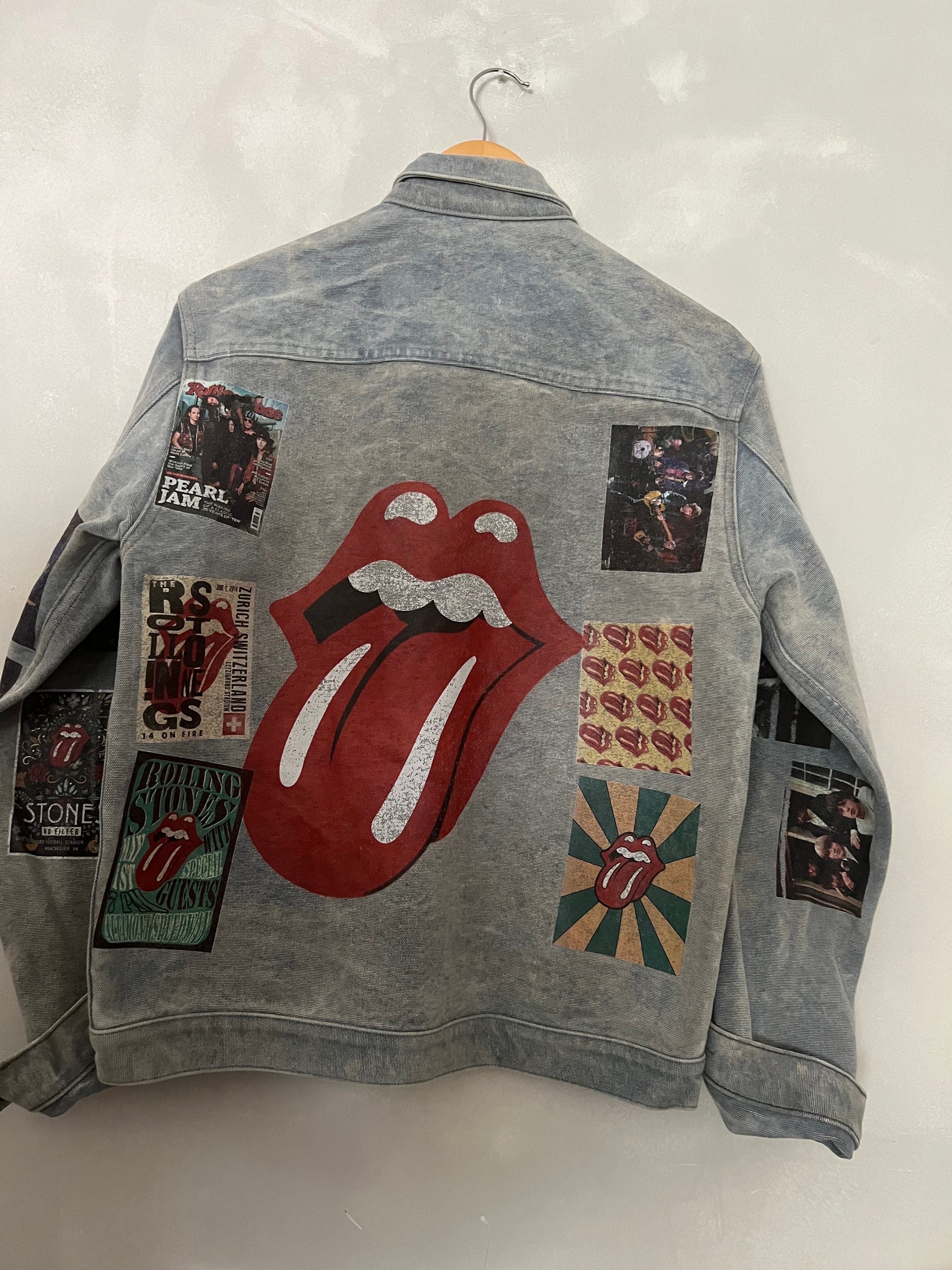 1980’s-2000’s retro vintage jacket with custom print! Rolling Stones