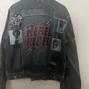 1980’s-2000’s retro vintage jacket with custom print! Rebel Rebel !