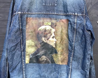 1980’s retro vintage “David Bowie - low” print denim jacket.