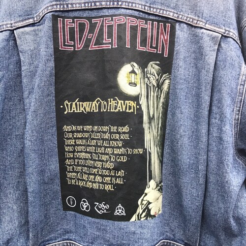 1980s Retro Vintage LED ZEPPELIN Print Denim Jacket. Etsy
