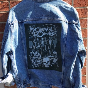 1980年代のレトロビンテージ MY Chemical Romance プリント デニム ジャケット。