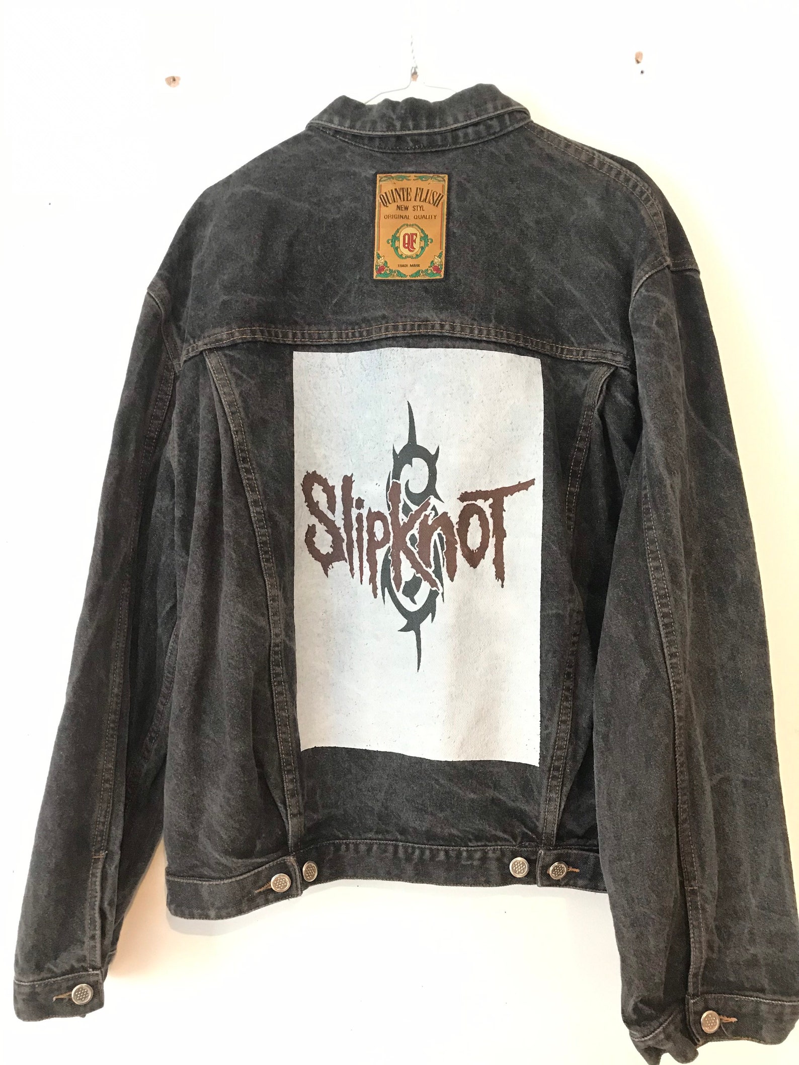 1980s Retro Slipknot Logo Print Denim Jacket. - Etsy UK