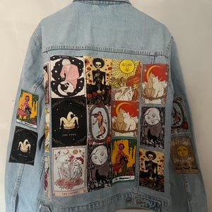 1980’s-2000’s retro vintage jacket with custom print! Tarot card