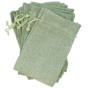 20x Burlap Linen Green Gift Bags Wedding Party Holiday Fabric Gift Bags Candle Wine Pouches Bags