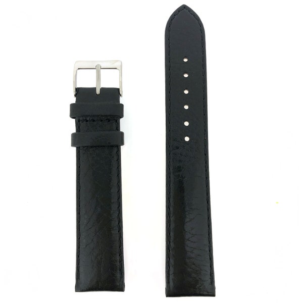 Extra Long (XL) Watch Band Leather Padded Black 12mm - 22mm Mens or Ladies