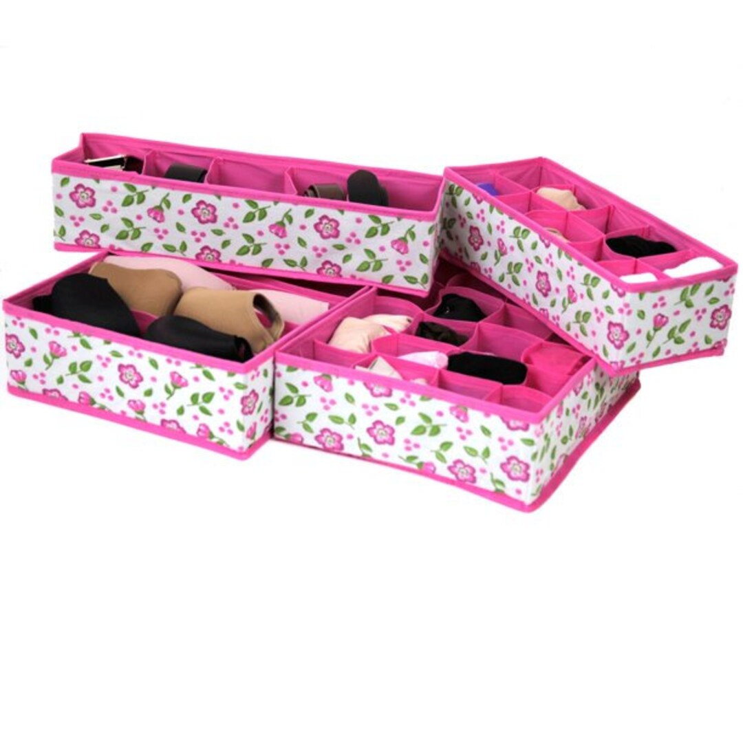 Drawer Organizers for Socks Underwear, Bras, Hosiery Cute Floral Print