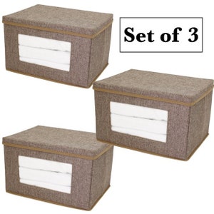 Closet Organizer Box Set for Clothing Sweaters Shoes Linens Blankets Set of 3 image 2