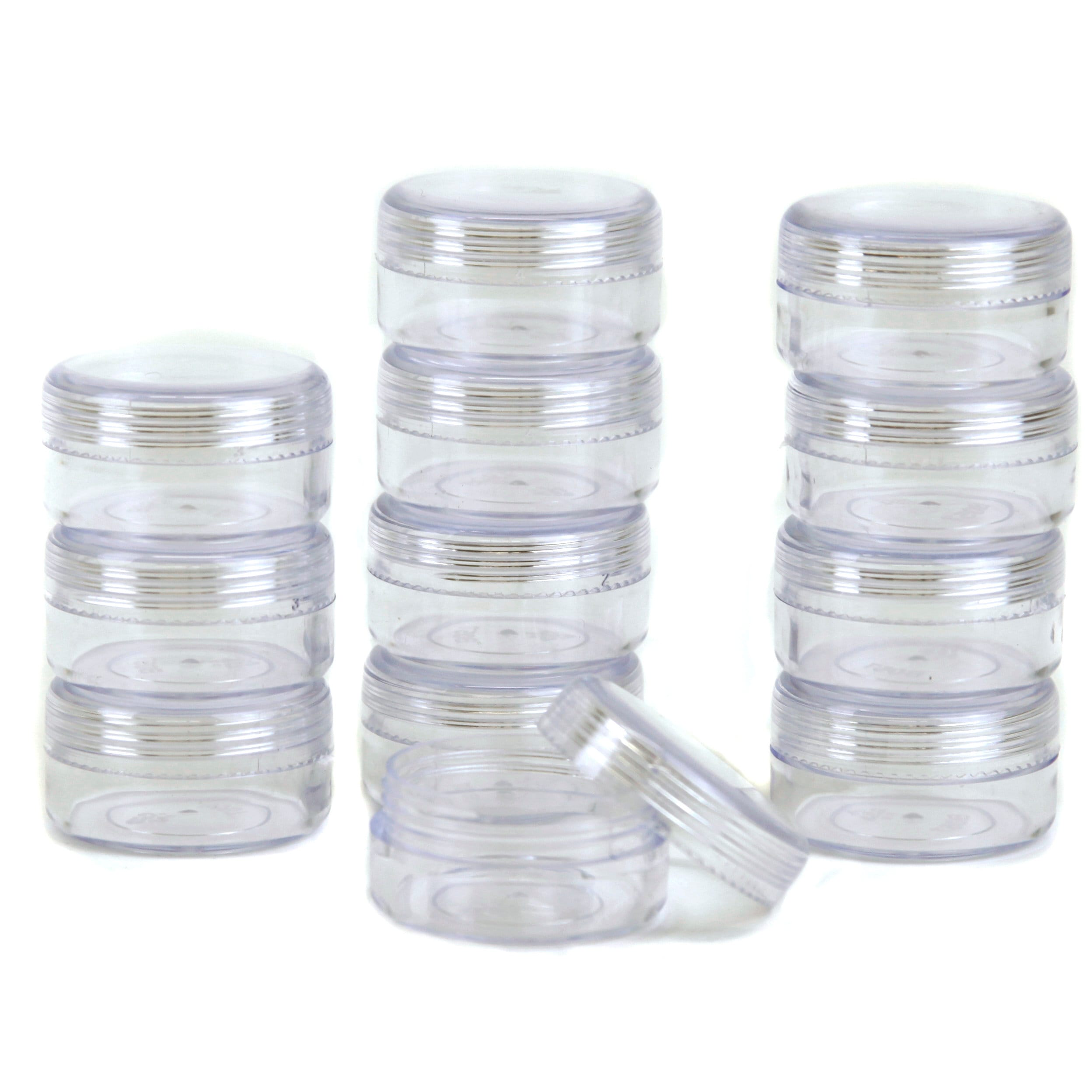 Paylak 12 Storage Round Clear Container with Screw Lids for Small Items Organizer 1.5 Inches