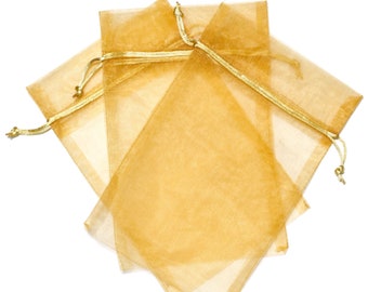 30x GOLD Organza Fabric Gift Bags Pouches Gifts Wedding Anniversary Birthday Party